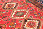 Shiraz Persian Rug 8'0" x 4'7" - Semi Antique Geometric Blue, Red Hand Knotted | corner detail | SKU 111483