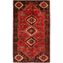 Shiraz Persian Rug 8'0" x 4'7" - Semi Antique Geometric Blue, Red Hand Knotted | front view | SKU 111483