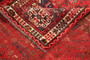 Shiraz Persian Rug 7'7" x 5'10" - Semi Antique Geometric Blue, Red Hand Knotted | corner detail | SKU 111485