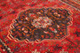 Shiraz Persian Rug 10x6 ft - Semi Antique Medallion (Toranj), Geometric Madder Red, Dark Red, Cream Hand Knotted | detail view | SKU 111486