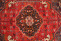 Shiraz Persian Rug 10x6 ft - Semi Antique Geometric Blue, Red Hand Knotted | corner detail | SKU 111486