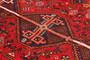Shiraz Persian Rug 8'6" x 5'10" - Semi Antique Geometric Blue, Red Hand Knotted | detail view | SKU 111491