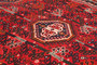 Shiraz Persian Rug 6x5 ft - Semi Antique Geometric Blue, Red Hand Knotted | detail view | SKU 111492