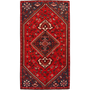 Shiraz Persian Rug 7x3 ft - Semi Antique Geometric Blue, Red Hand Knotted | front view | SKU 111494