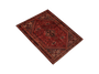 Shiraz Persian Rug 7'5" x 5'2" - Semi Antique Geometric Blue, Red Hand Knotted | corner detail | SKU 111496