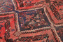 Shiraz Persian Rug 8x5 ft - Semi Antique Geometric Blue, Red Hand Knotted | corner detail | SKU 111499