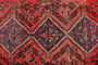 Shiraz Persian Rug 8x5 ft - Semi Antique Geometric, Diamond Lattice Madder Red, Dark Red, Navy Blue Hand Knotted | pile detail | SKU 111499