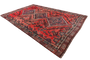 Shiraz Persian Rug 8'8" x 5'12" - Semi Antique Geometric Blue, Red Hand Knotted | back view | SKU 111499