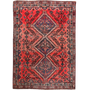 Shiraz Persian Rug 8'8" x 5'12" - Semi Antique Geometric Blue, Red Hand Knotted | front view | SKU 111499