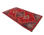 Shiraz Persian Rug 6x3 ft - Semi Antique Medallion Geometric Madder Red, Navy Blue, Cream Hand Knotted | pile detail | SKU 111502