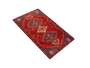 Shiraz Persian Rug 6'12" x 3'9" - Semi Antique Geometric Blue, Red Hand Knotted | detail view | SKU 111503