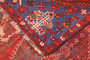 Shiraz Persian Rug 6'12" x 3'9" - Semi Antique Geometric Blue, Red Hand Knotted | side view | SKU 111503