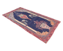 Semnan Persian Rug 6x3 ft - Semi Antique Medallion Crimson, Navy Blue Hand Knotted | side view | SKU 111506
