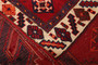 Shiraz Persian Rug 8x3 ft - Semi Antique Geometric, Tribal and Nomadic Madder Red, Dark Red, Navy Blue Hand Knotted | pile detail | SKU 111512