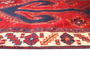 Shiraz Persian Rug 8'7" x 3'11" - Semi Antique Geometric Blue, Red Hand Knotted | texture detail | SKU 111512