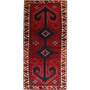 Shiraz Persian Rug 8x3 ft - Semi Antique Geometric Blue, Red Hand Knotted | front view | SKU 111512
