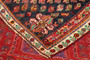 Shiraz Persian Rug 8'2" x 5'2" - Semi Antique Geometric Blue, Red Hand Knotted | pile detail | SKU 111515