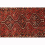 Shiraz Persian Rug 4'10" x 3'3" - Semi Antique Geometric Blue, Red Hand Knotted | pile detail | SKU 111516