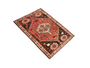 Shiraz Persian Rug 4'8" x 3'6" - Antique Geometric Blue, Red Hand Knotted | pile detail | SKU 111517