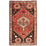 Shiraz Persian Rug 4'8" x 3'6" - Antique Geometric Blue, Red Hand Knotted | front view | SKU 111517