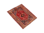 Shiraz Persian Rug 5'0" x 3'7" - Semi Antique Geometric Blue, Red Hand Knotted | side view | SKU 111518