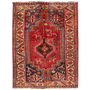 Shiraz Persian Rug 5'0" x 3'7" - Semi Antique Geometric Blue, Red Hand Knotted | front view | SKU 111518