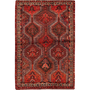Shiraz Persian Rug 5x3 ft - Semi Antique Geometric, Gol Farang Madder Red, Burgundy, Dark Red Hand Knotted | front view | SKU 111521
