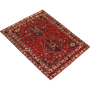 Shiraz Persian Rug 6'3" x 4'10" - Semi Antique Geometric Blue, Red Hand Knotted | texture detail | SKU 111522