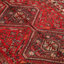 Shiraz Persian Rug 6x4 ft - Semi Antique Medallion Geometric Madder Red, Cream, Dark Red Hand Knotted | back view | SKU 111522