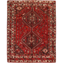 Shiraz Persian Rug 6'3" x 4'10" - Semi Antique Geometric Blue, Red Hand Knotted | front view | SKU 111522