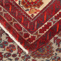 Baluch Persian Rug 5x3 ft - Semi Antique Mihrab Red, Blue Hand Knotted | corner detail | SKU 111527