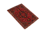 Shiraz Persian Rug 4x2 ft - Semi Antique Medallion (Toranj), Geometric Madder Red, Dark Red, Black Hand Knotted | pile detail | SKU 111529