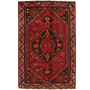 Shiraz Persian Rug 4x2 ft - Semi Antique Medallion (Toranj), Geometric Madder Red, Dark Red, Black Hand Knotted | front view | SKU 111529