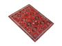 Shiraz Persian Rug 7x5 ft - Semi Antique Diamond Lattice, Geometric Madder Red, Dark Red, Navy Blue Hand Knotted | side view | SKU 111530