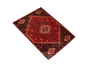 Shiraz Persian Rug 8'6" x 5'1" - Semi Antique Geometric Blue, Red Hand Knotted | pile detail | SKU 111532