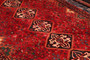 Shiraz Persian Rug 8'0" x 5'1" - Semi Antique Geometric Blue, Red Hand Knotted | detail view | SKU 111534