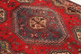Shiraz Persian Rug 4'11" x 3'10" - Semi Antique Geometric Blue, Red Hand Knotted | corner detail | SKU 111535