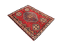 Shiraz Persian Rug 4'11" x 3'10" - Semi Antique Geometric Blue, Red Hand Knotted | full view | SKU 111535