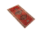 Bakhtiari Persian Rug 9x4 ft - Semi Antique Medallion Toranj Geometric Madder Red Cream Navy Blue Hand Knotted | full view | SKU 111538