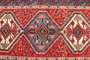 Isfahan Persian Rug 10x5 ft - Semi Antique Medallion Crimson, Cream Hand Knotted | detail view | SKU 111539