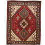 Abadeh Persian Rug 6x5 ft - Semi Antique Geometric Red, Ivory Hand Knotted | front view | SKU 111541
