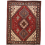 Abadeh Persian Rug 6'8" x 5'3" - Semi Antique Geometric Red, Ivory Hand Knotted | front view | SKU 111541