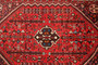 Shiraz Persian Rug 8x5 ft - Semi Antique Medallion (Toranj), Geometric Madder Red, Dark Red, Cream Hand Knotted | detail view | SKU 111543