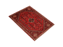 Shiraz Persian Rug 8x5 ft - Semi Antique Medallion (Toranj), Geometric Madder Red, Dark Red, Cream Hand Knotted | pile detail | SKU 111543