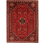 Shiraz Persian Rug 8'0" x 5'8" - Semi Antique Geometric Blue, Red Hand Knotted | front view | SKU 111543