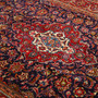 Kashan Persian Rug 10x6 ft - Semi Antique Medallion Crimson, Navy Blue Hand Knotted | back view | SKU 111550