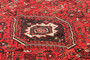 Shiraz Persian Rug 10'2" x 7'1" - Semi Antique Geometric Blue, Red Hand Knotted | corner detail | SKU 111556