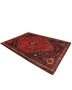 Shiraz Persian Rug 10'2" x 7'1" - Semi Antique Geometric Blue, Red Hand Knotted | side view | SKU 111556
