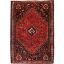 Shiraz Persian Rug 10'2" x 7'1" - Semi Antique Geometric Blue, Red Hand Knotted | front view | SKU 111556