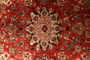 Isfahan Persian Rug 6x5 ft - Semi Antique Medallion Crimson, Cream Hand Knotted | back view | SKU 111557